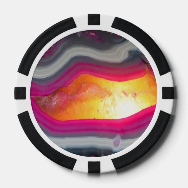 Fallrosa Geode Glow Pokerchips (Vorderseite)