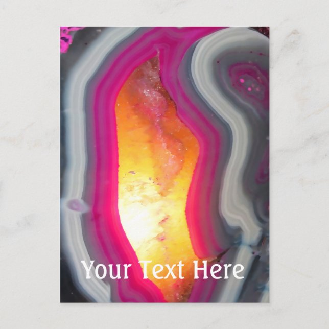 Fallrosa Geode Glow Postkarte (Vorderseite)