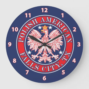 Falls City Texas Polnischer Adler Große Wanduhr