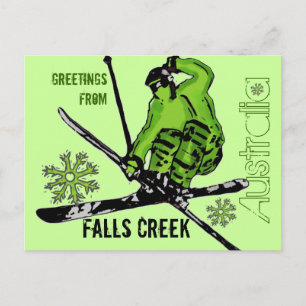 Falls Creek Australia - Green theme ski Postcard Postkarte