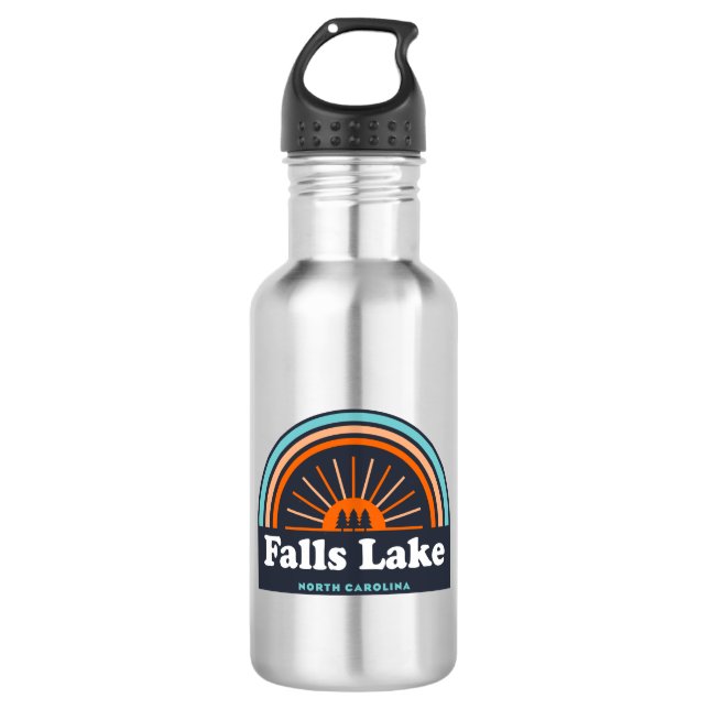 Falls Lake North Carolina Rainbow Edelstahlflasche (Vorderseite)