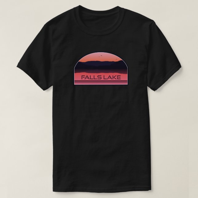 Falls Lake North Carolina Red Sunrise T-Shirt (Design vorne)