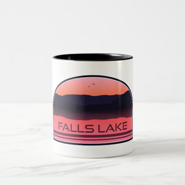 Falls Lake North Carolina Red Sunrise Zweifarbige Tasse (Mittel)