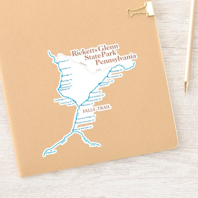 Falls Trail Map 6"x6" Aufkleber (Notizbuch)