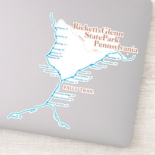 Falls Trail Map 8"x8" Aufkleber