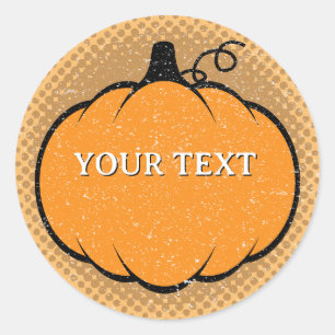 Fallsaison Pumpkin Zeichne benutzerdefinierten Tex Runder Aufkleber