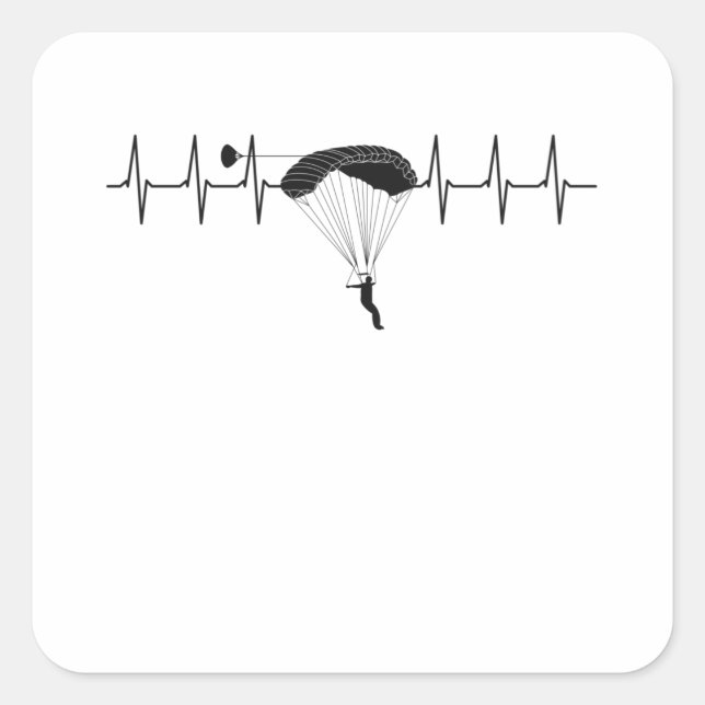 Fallschirmherat Skydiving Sykdive Puls Quadratischer Aufkleber (Vorderseite)