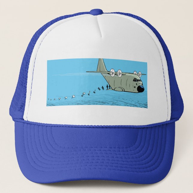 Fallschirmjäger-Cartoon-Kappe Herkules C-130 Truckerkappe (Vorderseite)