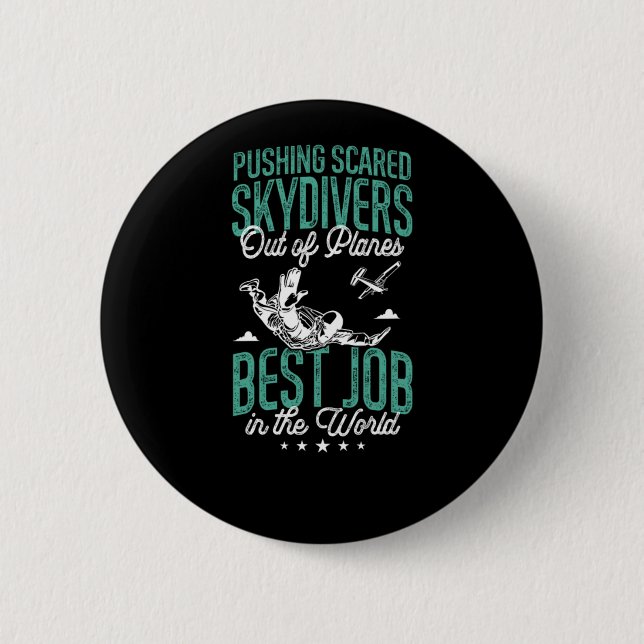 Fallschirmspringen Fallschirmspringer aus Flugzeug Button (Vorderseite)