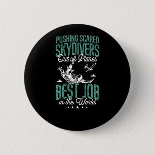 Fallschirmspringen Fallschirmspringer aus Flugzeug Button