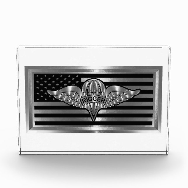 Fallschirmspringer mit USA-Flagge Fotoblock (Vorderseite)