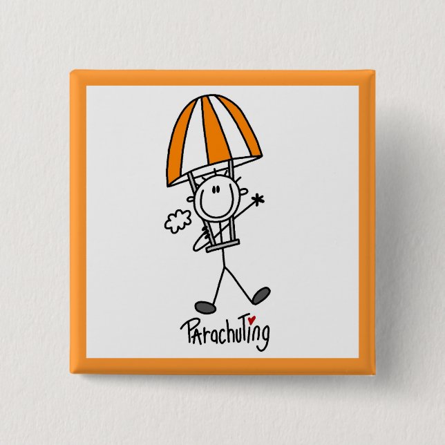 Fallschirmspringer-Strichmännchen Button (Vorderseite)