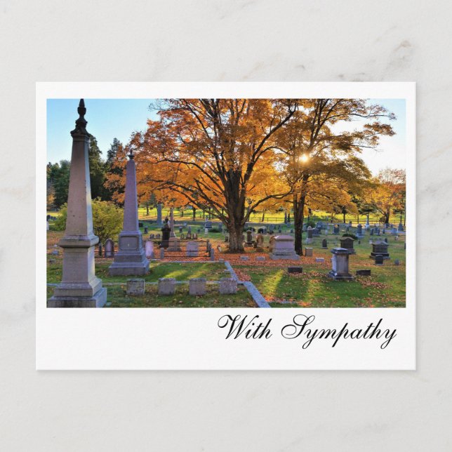 Fallszene im Friedhof / Zuckerapfel / Beileid Postkarte (Vorderseite)