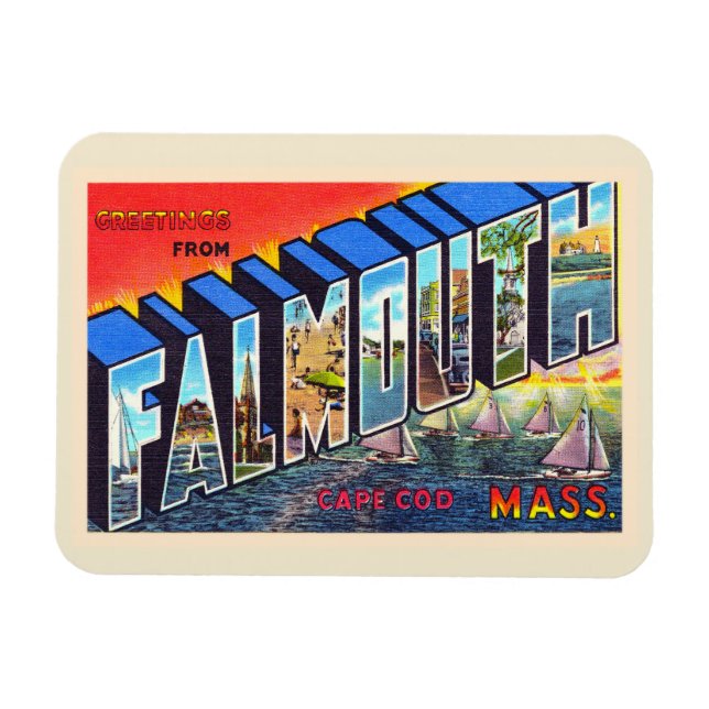Falmouth Cape Cod Massachusetts Vintage Postcard Magnet (Horizontal)