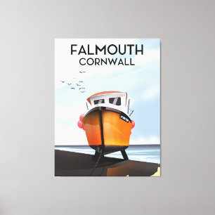 Falmouth Cornwall Fischerboot Reiseplakat Leinwanddruck