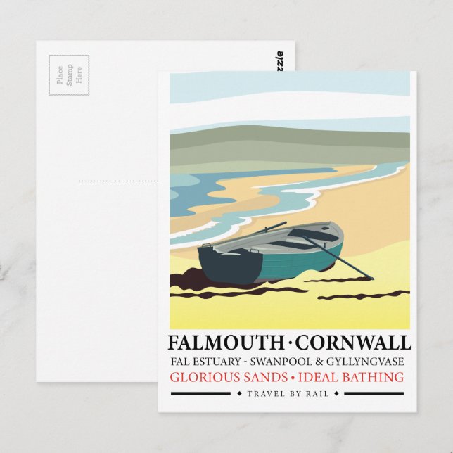 Falmouth Cornwall Reiseplakat Postkarte (Vorne/Hinten)