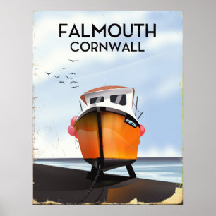 Falmouth Cornwall Reiseposter für Fischereifahrzeu Poster