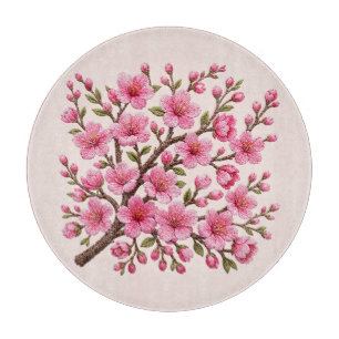 Falsche 3D-bestickte Sakura-Zweig-Illustration Schneidebrett