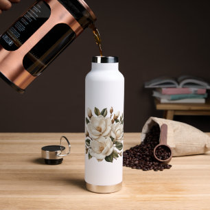 Falsche 3D-Broderie-Illustration der weißen Magnol Trinkflasche