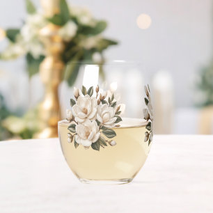 Falsche 3D-Broderie-Illustration der weißen Magnol Weinglas Ohne Stiel