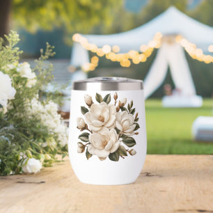 Falsche 3D-Broderie-Illustration Weiße Magnolie