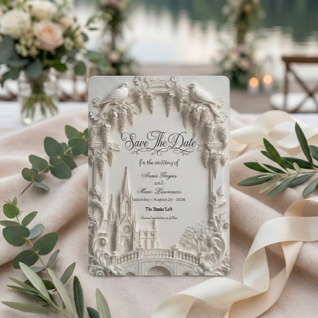 Falsche 3D-Prägung Relief-Creme Barock-Kathedrale Save The Date (Von Creator hochgeladen)