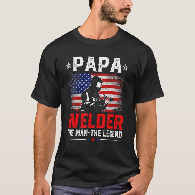 Falsche amerikanische Flagge Papa Welder The Legen T-Shirt (Vorderseite)