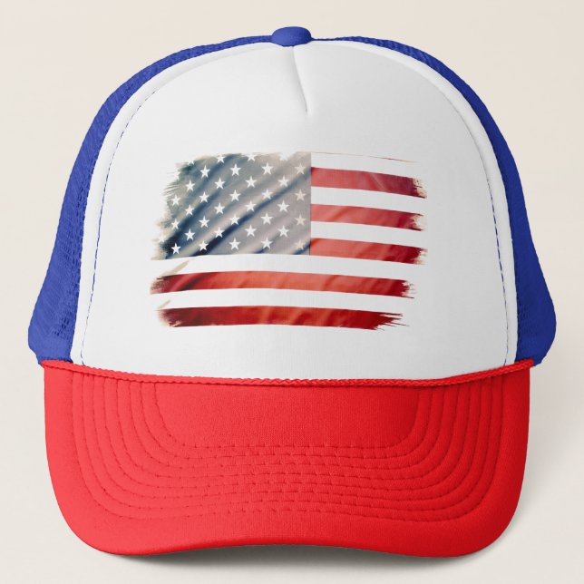 Falsche amerikanische Flagge Truckerkappe (Vorderseite)