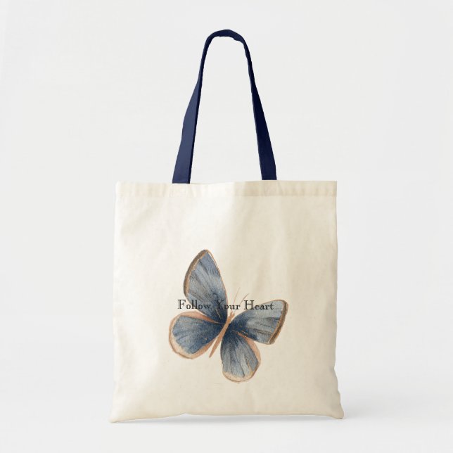 Falsche Blaue Denim Schmetterling Tragetasche (Vorne)