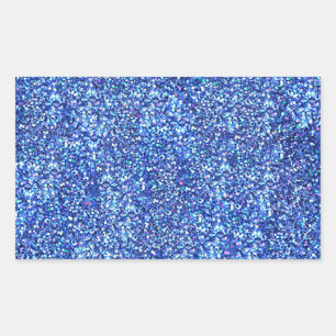 Falsche Blaue Glitter-Leer-Vorlage Glamourös Klass Rechteckiger Aufkleber