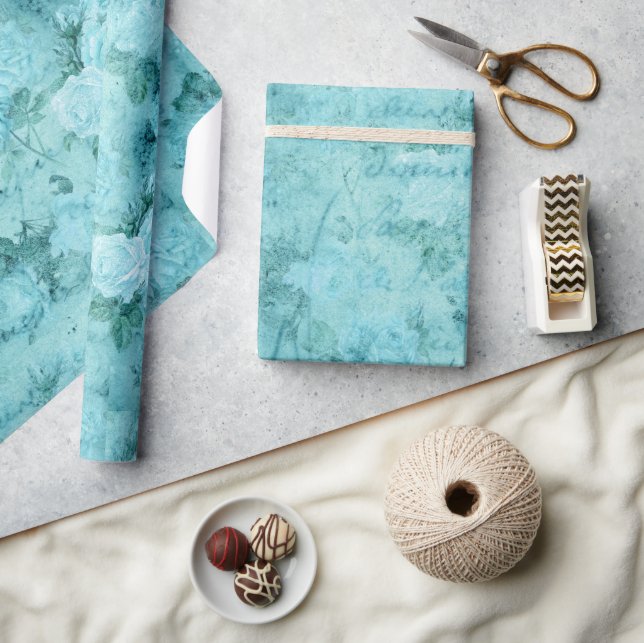 Falsche Blue-Rose-Collage Geschenkpapier (Kunsthandwerk)