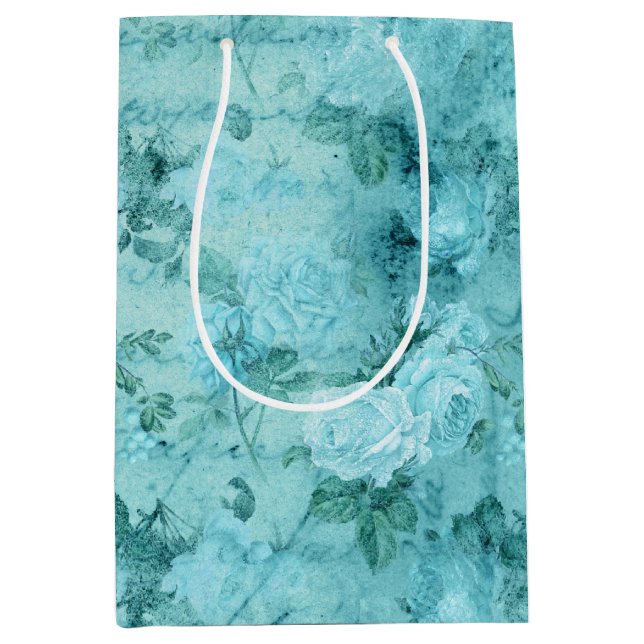 Falsche Blue-Rose-Collage Mittlere Geschenktüte (Vorderseite)