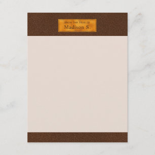 Falsche Braunledertextur mit goldenem Folienbanner Mitteilungskarte