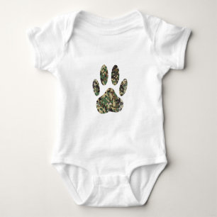 Falsche Camouflage Dog Paw Print Baby Strampler
