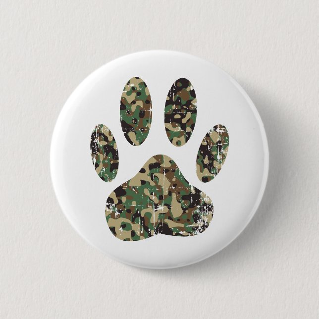 Falsche Camouflage Dog Paw Print Button (Vorderseite)