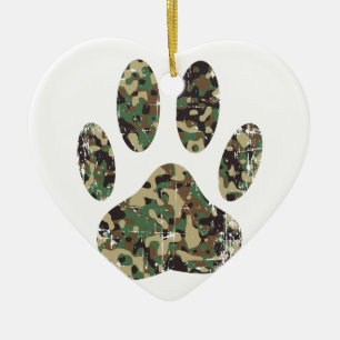 Falsche Camouflage Dog Paw Print Keramik Ornament