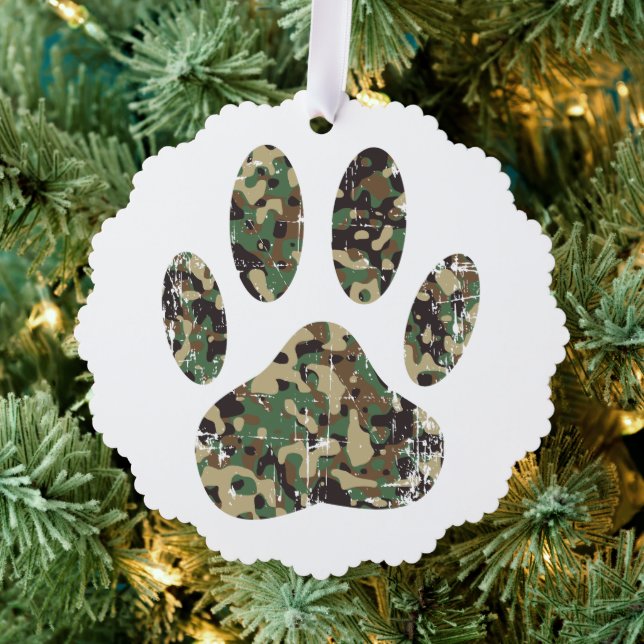 Falsche Camouflage Dog Paw Print Ornament Karte (Insitu (Baum))