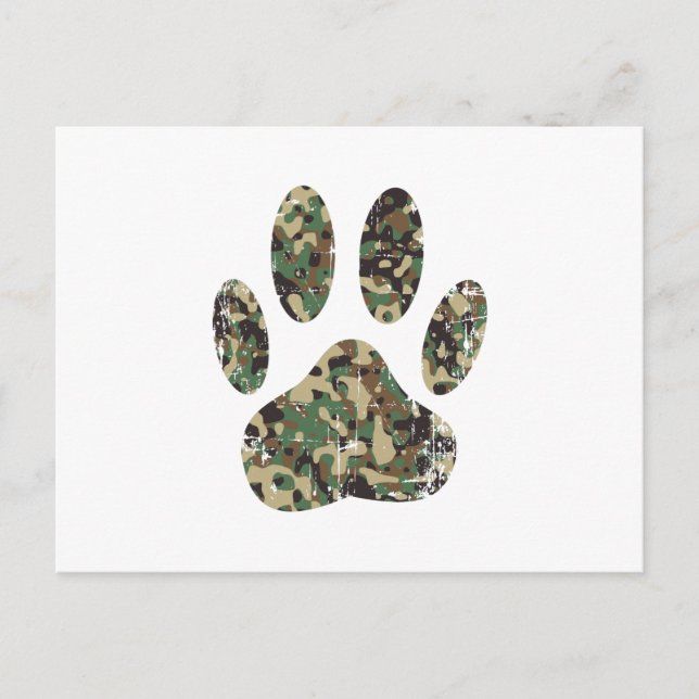 Falsche Camouflage Dog Paw Print Postkarte (Vorderseite)