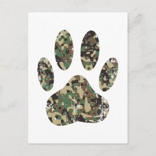 Falsche Camouflage Dog Paw Print Postkarte