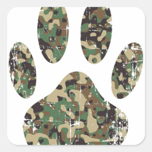 Falsche Camouflage Dog Paw Print Quadratischer Aufkleber
