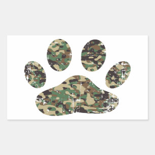 Falsche Camouflage Dog Paw Print Rechteckiger Aufkleber