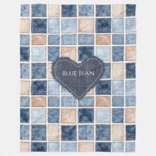 Falsche Creme Denim Blau Jean Herz Fleecedecke