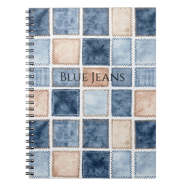 Falsche Creme-Denim-Blue Jeans Notizblock (Vorderseite)