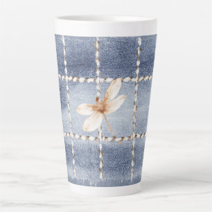 Falsche Denim Blue Jeans Kaffee Creme Libelle Milchtasse