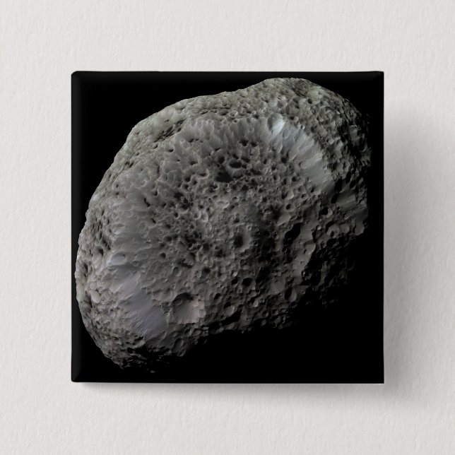 Falsche Farbansicht von Saturns Mondhyperion Button (Vorderseite)