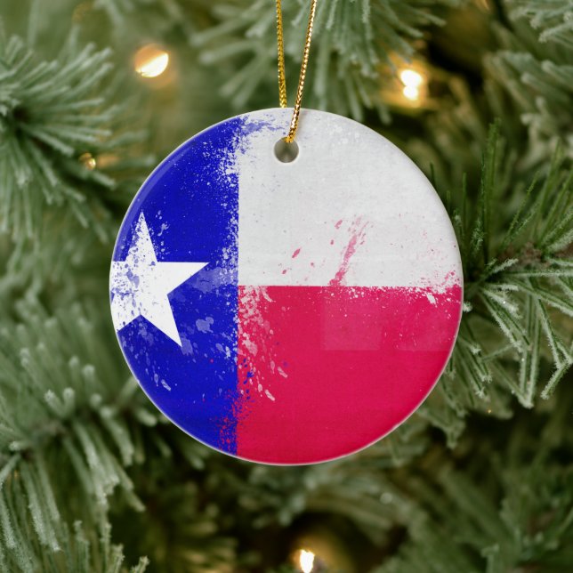Falsche Flagge des Staates Texas Keramik Ornament (Baum)