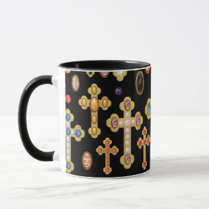 Falsche Geburtsstein-Kreuze und lose Edelsteine au Tasse
