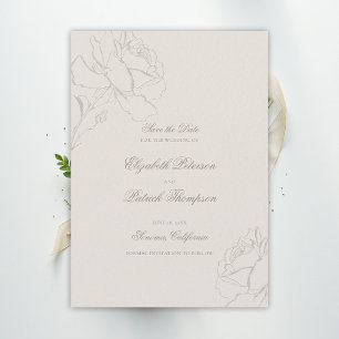 Falsche geprägte Rosen Ecru formelle klassische Ho Save The Date