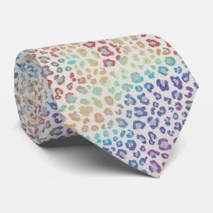Falsche Glitter Regenbogen Leoparden Druck Krawatt Krawatte