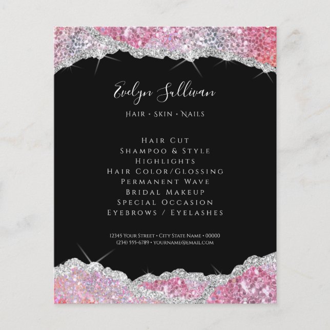 Falsche Glitter-Rosafarbene Pailletten-Flugblatt Flyer (Vorne)